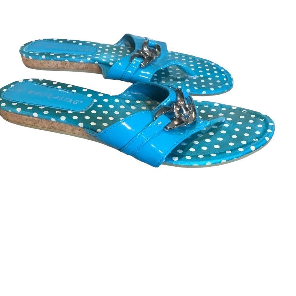 White Stag Polka Dot Sandals Blue and White